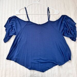 American Eagle Outfitters Soft & Sexy Blue Off Shoulder Top